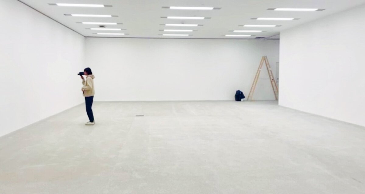 A white showroom under renovation