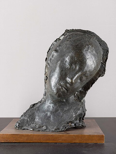 Bronzeskulptur eines Kopfes von Medardo Rosso