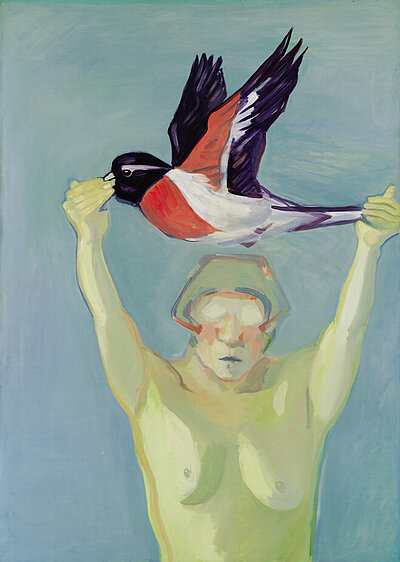 Maria Lassnig, Fliegen lernen, 1976 